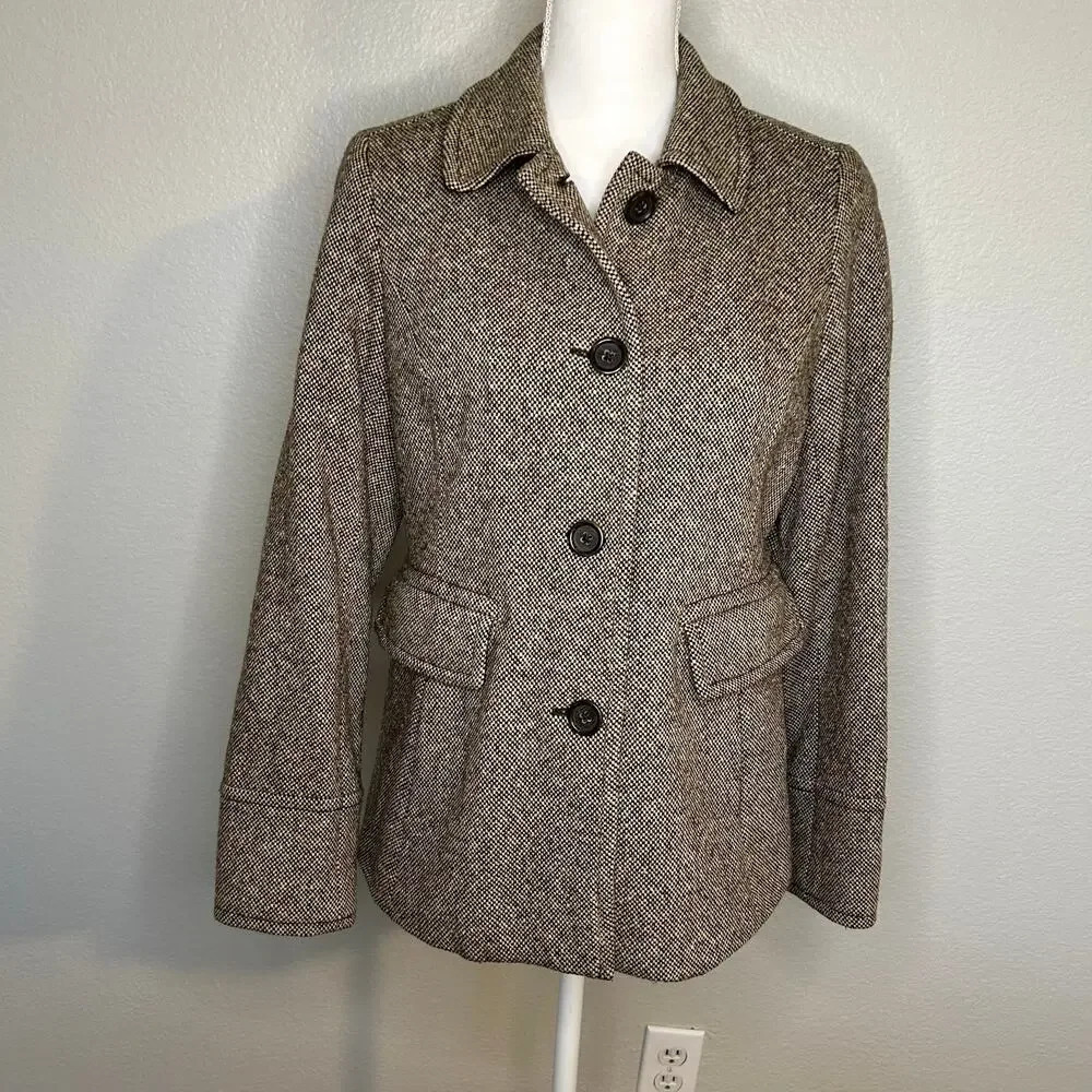 Banana Republic brown tweed lined wool blend blazer jacket size M